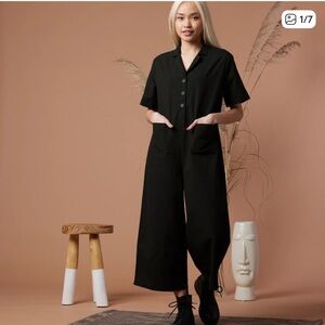 Known Supply Libra Jumpsuit Black Cotton Twill Jumpsuit